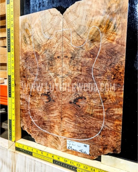 Maple Burl Bookmatched Guitar & Bass Top Set