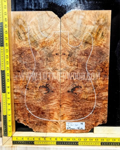 Maple Burl Bookmatched Guitar & Bass Top Set