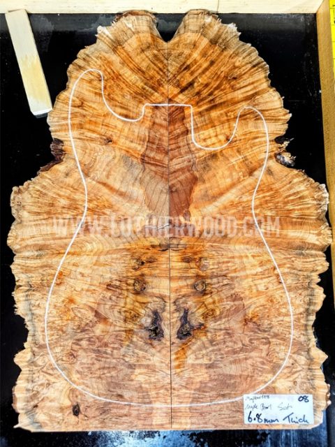 Maple Burl Guitar & Bass Bookmatched Top Set