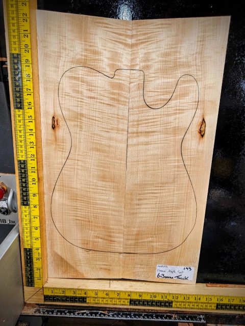 Flame Maple Droptop Bookmatched Guitar Top