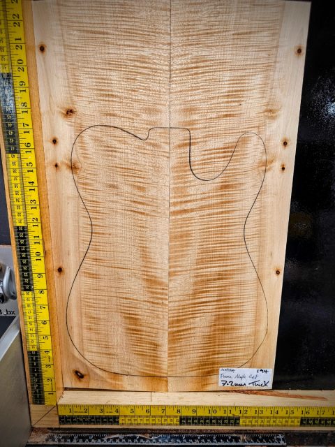 Flame Maple Droptop Bookmatched Guitar Top