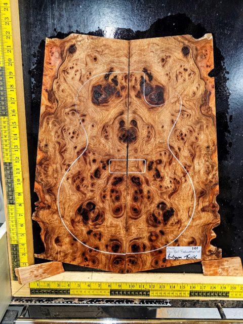 Elm Burl Bookmatched Guitar & Bass Top