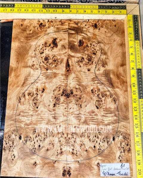 5A Poplar Burl Electric Guitar Bookmatched Top Set