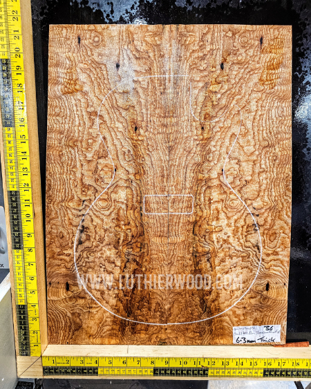Quilted Elm Bookmatched Guitar Top Set - Luthier Wood