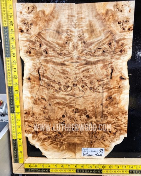 Poplar Bur Bookmatched Guitar Top Set