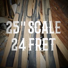 25" scale length fret slotting, 24 frets