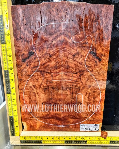 Australian Western Red Box Burl Guitar Top Set