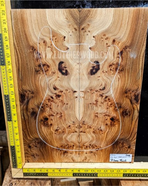 Elm Burl bookmatched Guitar & Bass top set