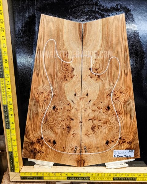 Elm Burl bookmatched Guitar & Bass top set