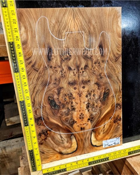 Elm Burl bookmatched Guitar & Bass top set