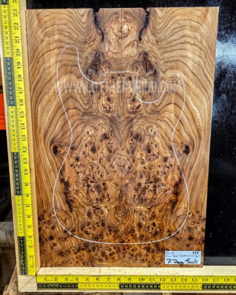 Elm Burl bookmatched Guitar & Bass top set