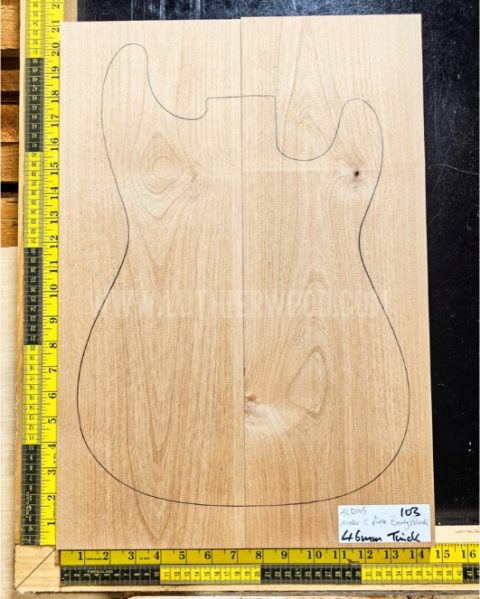 American Red Alder 2 Piece Guitar Body Blank 103