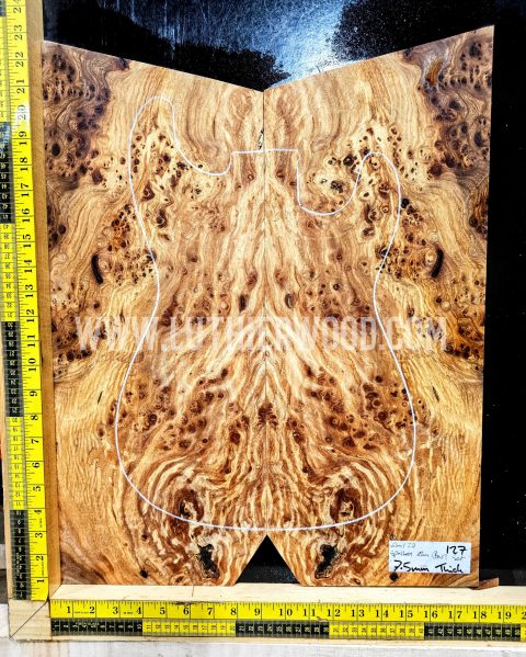 Spalted Elm Burl Bookmatched Guitar & Bass Top Set