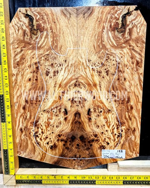 Spalted Elm Burl Bookmatched Guitar & Bass Top Set