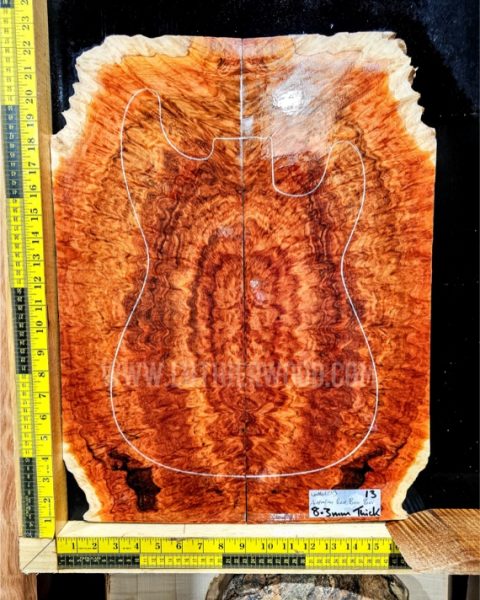 Australian Red Box Burl Guitar & Bass Bookmatched Top Set