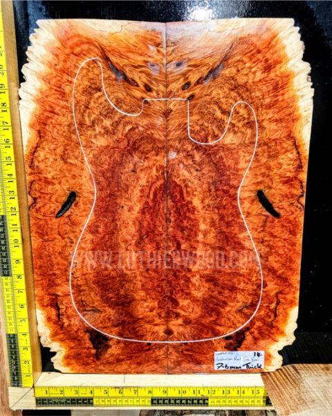 Australian Red Box Burl Guitar & Bass Bookmatched Top Set