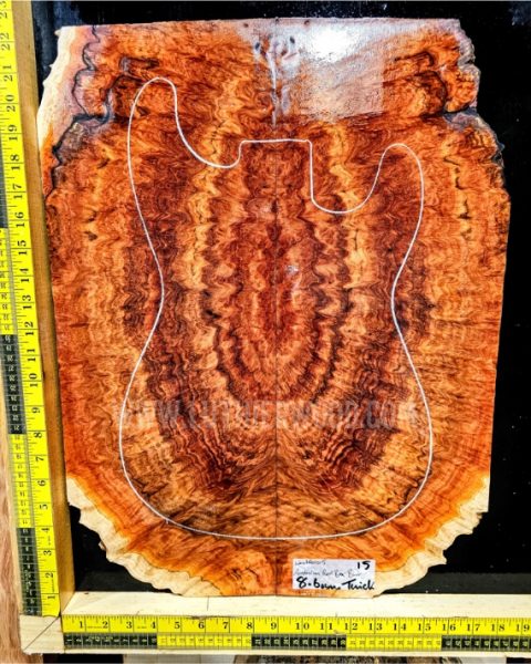 Australian Red Box Burl Guitar & Bass Bookmatched Top Set