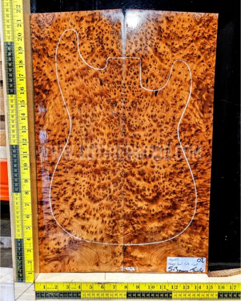 Thuya Burl Bookmatched Guitar & Bass Top Set