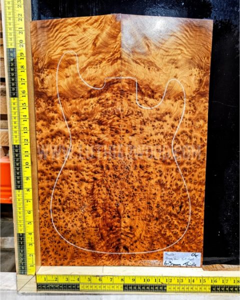 Thuya Burl Bookmatched Guitar & Bass Top Set