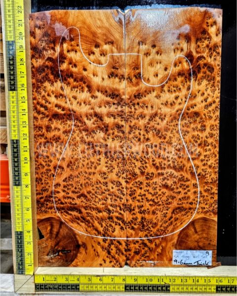 Thuya Burl Bookmatched Guitar & Bass Top Set