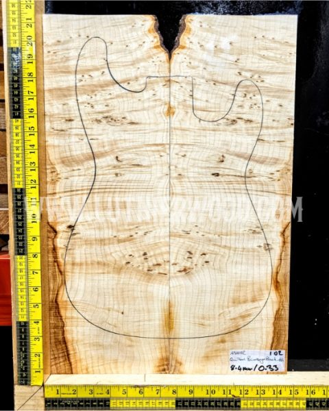 Figured Ash Bookmatched Guitar / Bass Making Top Set