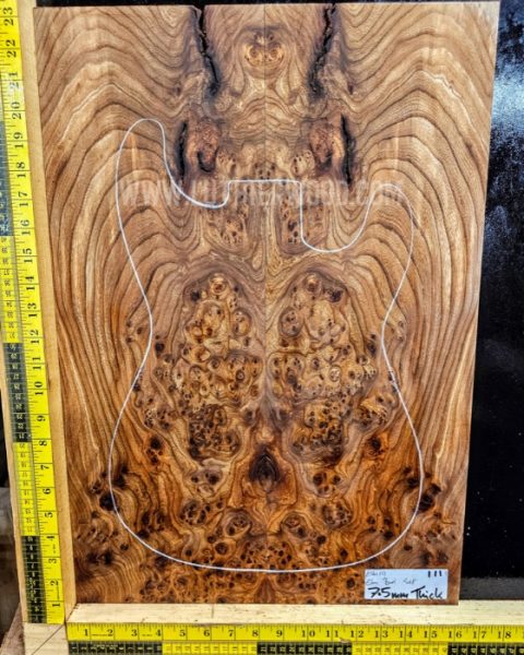 Elm Burl bookmatched Guitar & Bass top set