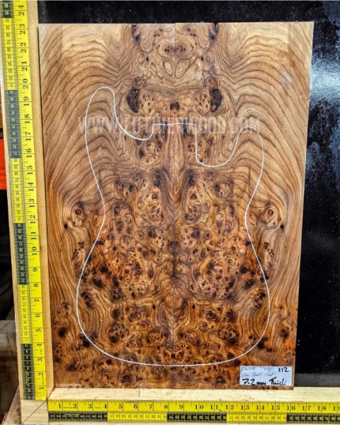 Elm Burl bookmatched Guitar & Bass top set