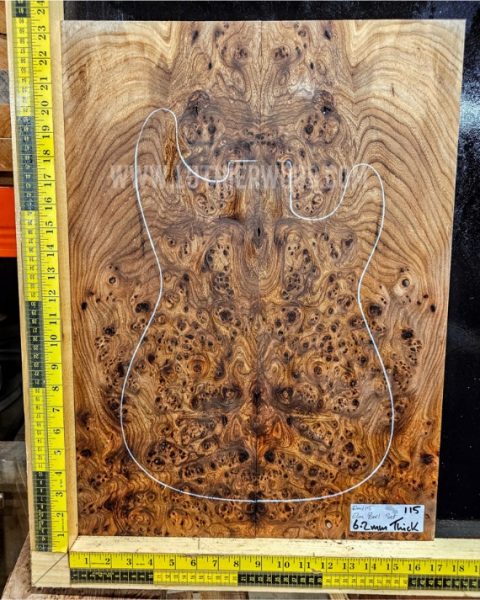 Elm Burl Guitar & Bass bookmatched top set