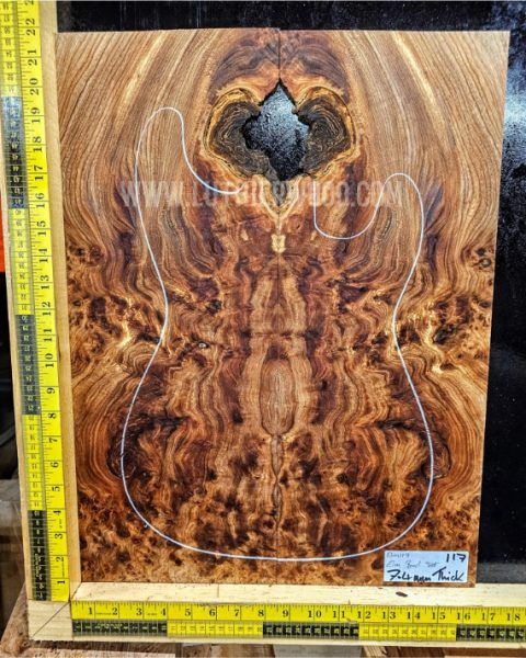 Elm Burl Guitar & Bass bookmatched top set
