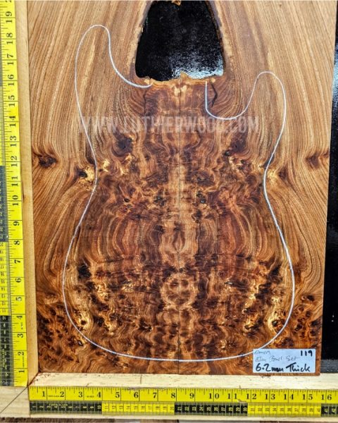 Elm Burl Guitar & Bass bookmatched top set