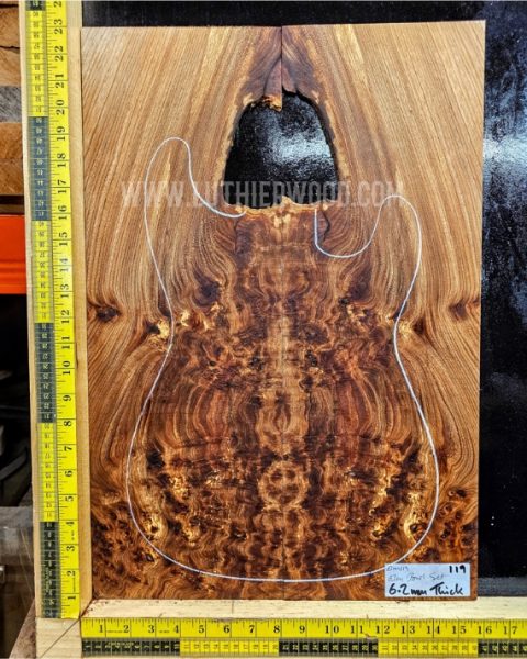 Elm Burl Guitar & Bass bookmatched top set
