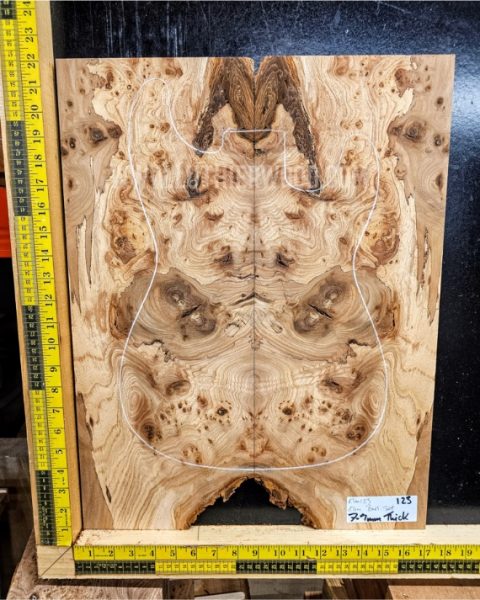 Elm Burl Guitar & Bass Bookmatched Top Set