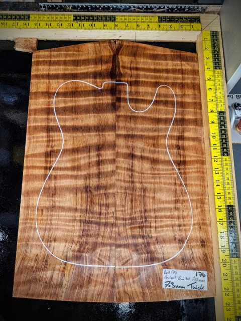 Ancient Quilted Redwood Bookmatched Guitar Top Set