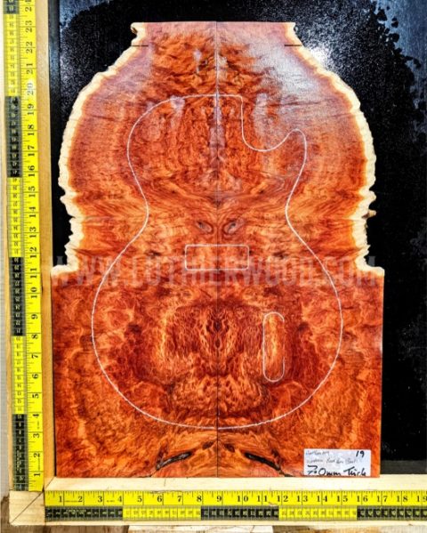 Australian Western Redbox Burl Bookmatched Guitar Top Set - Woods for Luthiers