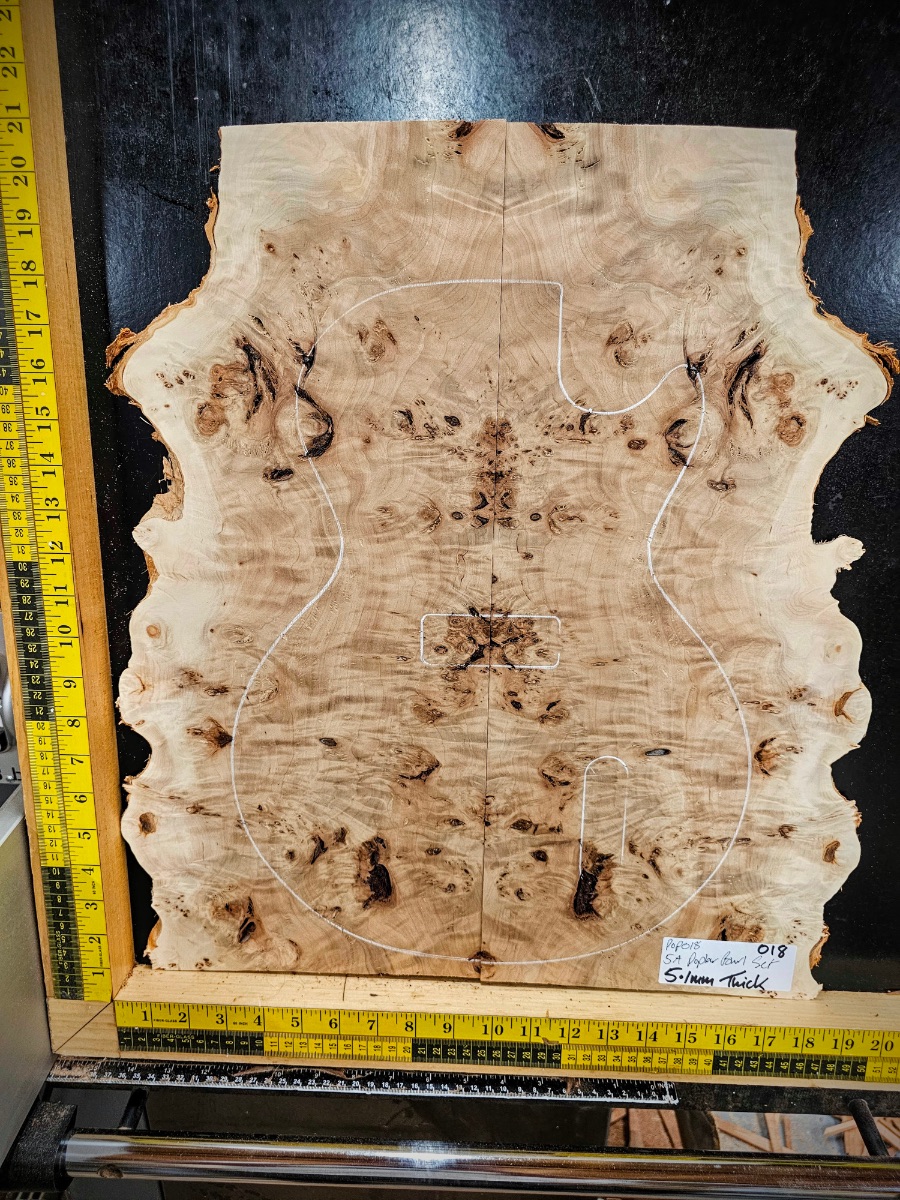 5A poplar Burl Droptop Set #018 | Luthierwood & Artisan Supplies
