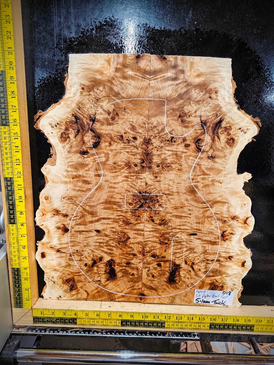 ポプラバール ドロップトップ PB3 5A poplar Burl Droptop Set #018 | Luthierwood & Artisan Supplies