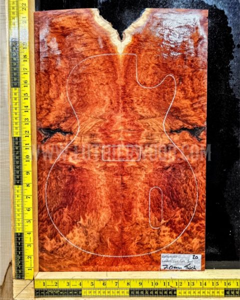 Australian Western Redbox Burl Bookmatched Guitar Top Set - Woods for Luthiers