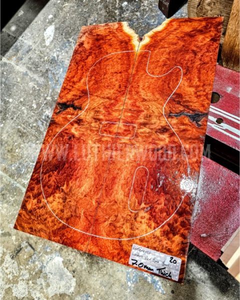 Australian Western Redbox Burl Bookmatched Guitar Top Set - Woods for Luthiers