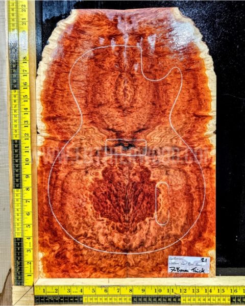 Australian Western Redbox Burl Bookmatched Guitar Top Set - Woods for Luthiers