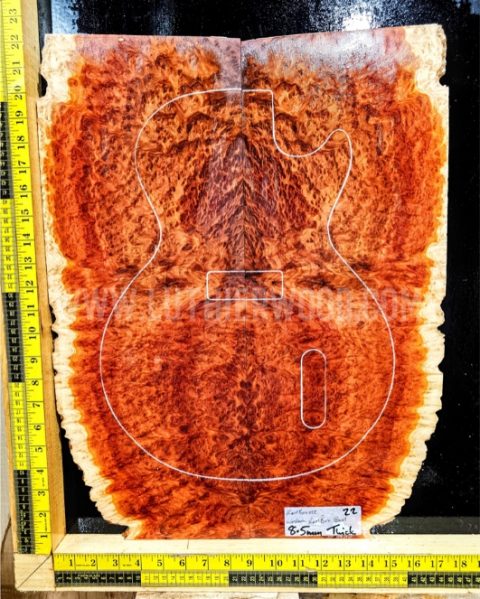 Australian Western Redbox Burl Bookmatched Guitar Top Set - Woods for Luthiers