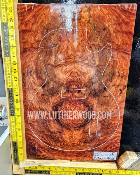Australian Western Red Box Burr Guitar Top Bookmatched Set