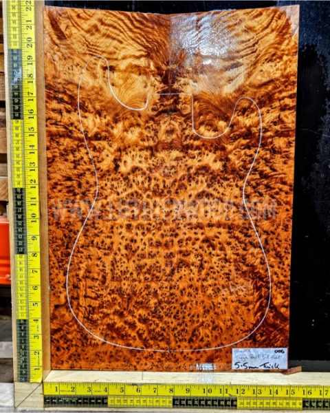 Thuya Burl Bookmatched Guitar & Bass Top Set