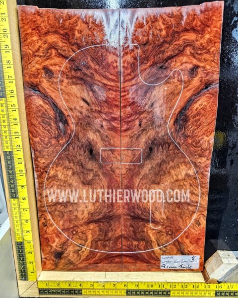 Australian Western Red Box Burr Guitar Top Bookmatched Set