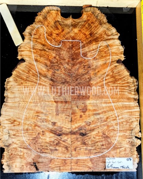 Maple Burl Guitar & Bass Bookmatched Top Set