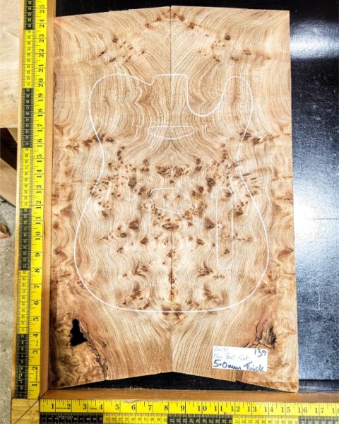 Elm Burl Bookmatched Guitar Top Set