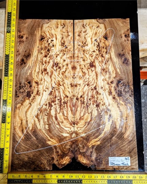 Spalted Elm Burl Bookmatched Guitar Top Set