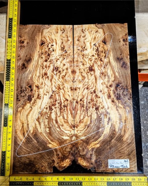 Spalted Elm Burl Bookmatched Guitar Top Set