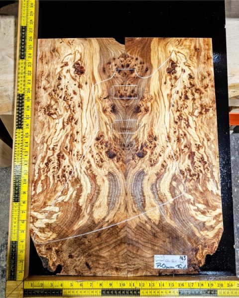 Spalted Elm Burl Bookmatched Guitar Top Set