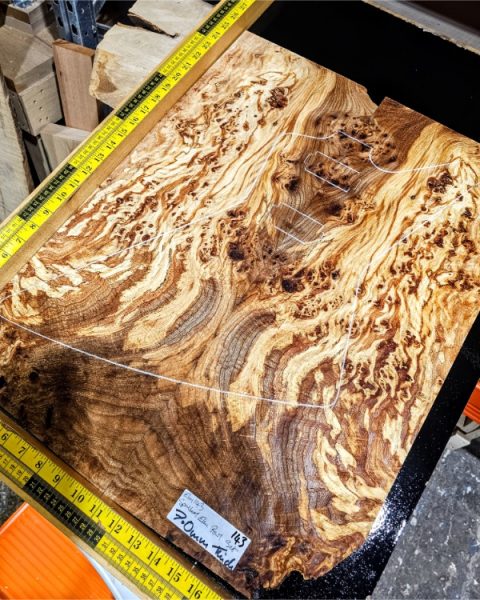 Spalted Elm Burl Bookmatched Guitar Top Set