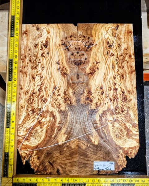 Spalted Elm Burl Bookmatched Guitar Top Set